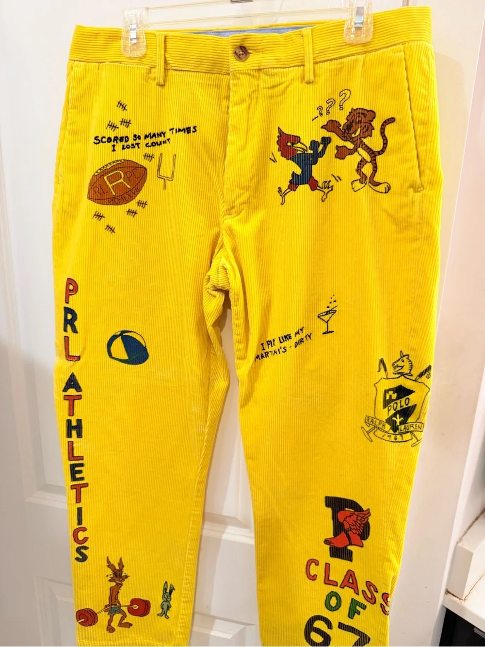 Polo by Ralph Lauren Yellow Corduroy Graphic 'Class of 67' Pants - Picture 7 of 7